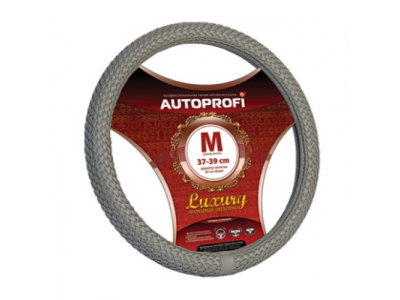 Оплетка "АВТОПРОФИ" нат.кожа "Luxury" цельноплетенная серая AP-800 GY M1/20