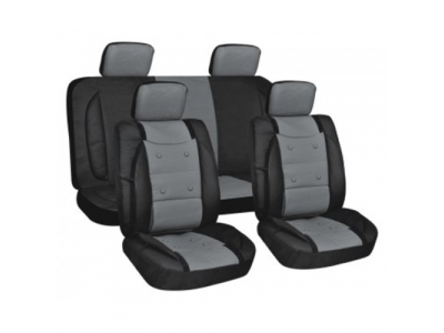 Чехлы на автомобильные сиденья объемные винил 10 предметов черно-серые