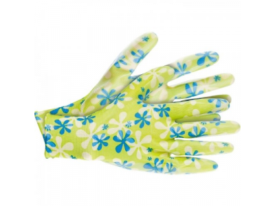 Перчатки садовые из полиэстера с нитриловым обливом, зеленые, L //PALISAD