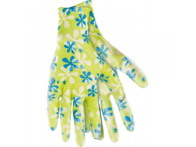 Перчатки садовые из полиэстера с нитриловым обливом, красные, M //PALISAD