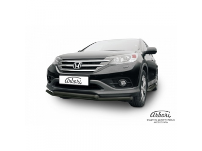Защита переднего бампера Arbori d57+d57 двойная черная HONDA CR-V 2012-