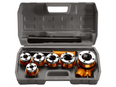 Набор клуппов 1/4"-3/8"-1/2"-3/4"-1"-1,25" + плашкодержатель с трещоткой, 9 предм.// SPARTA