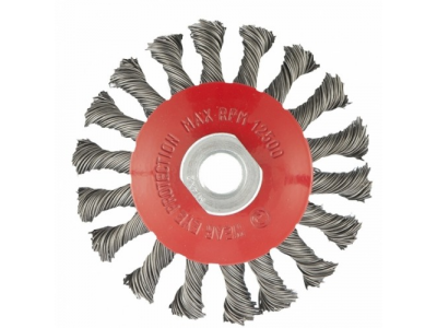 Щетка для УШМ, 100 мм, М14, "тарелка", крученая проволока 0,5 мм// MATRIX